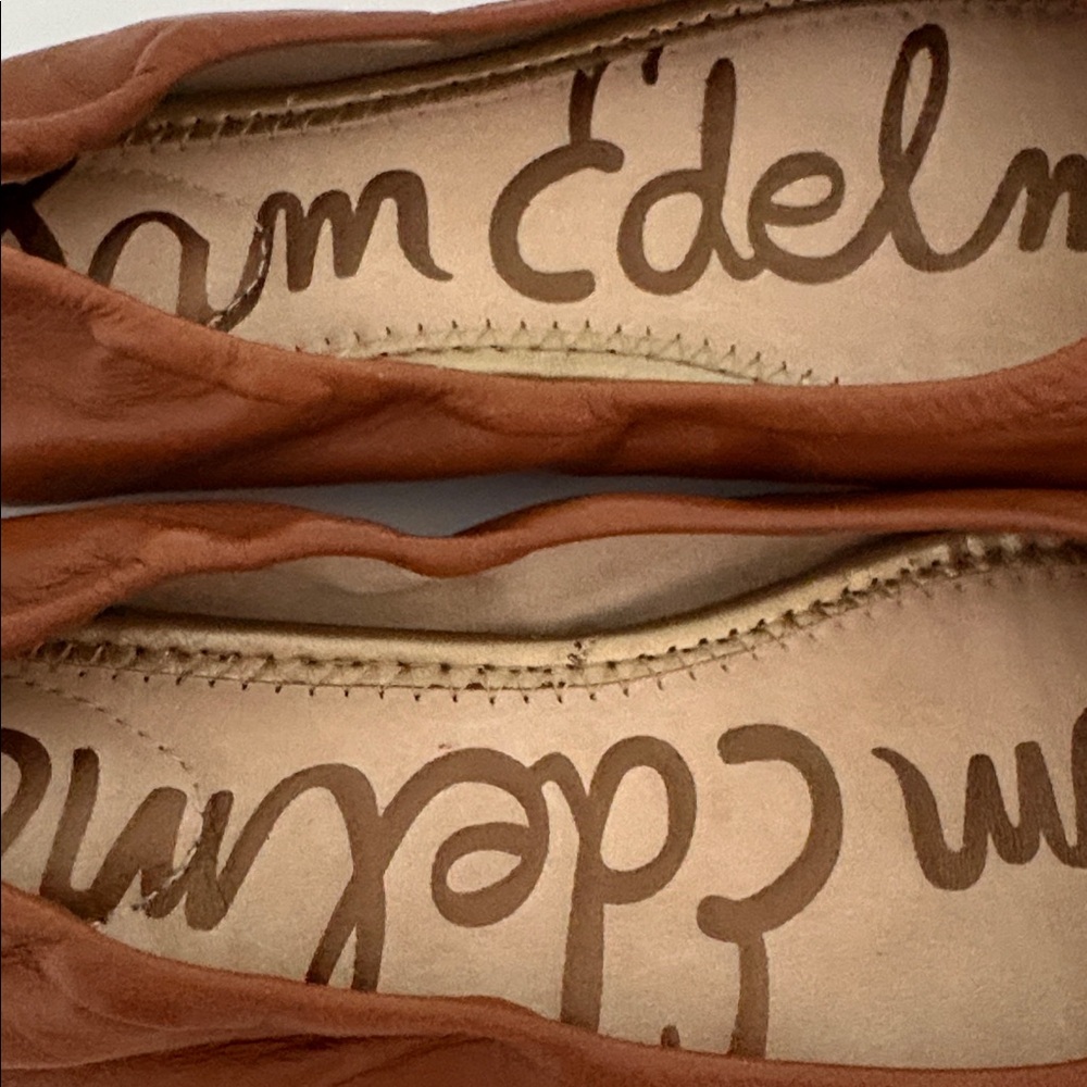 EUC Sam Edelman Tan Leather ballet Flats with Bow 7.5 - Picture 5 of 11